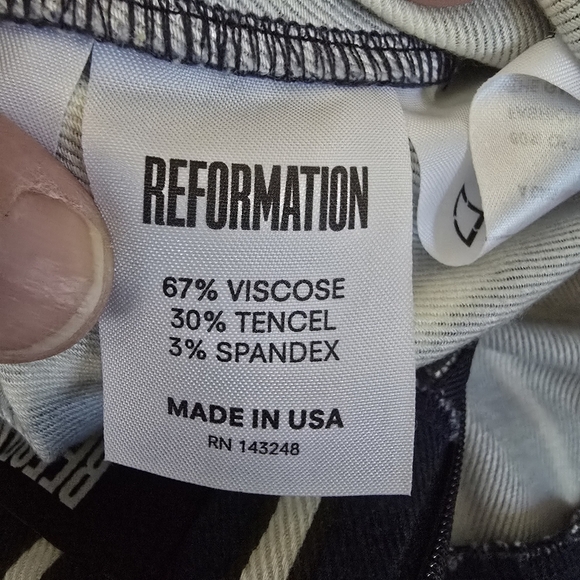 Reformation Women's Marlon High Rise Striped Cigarette Blue & White Pants Size 4 - Picture 10 of 15